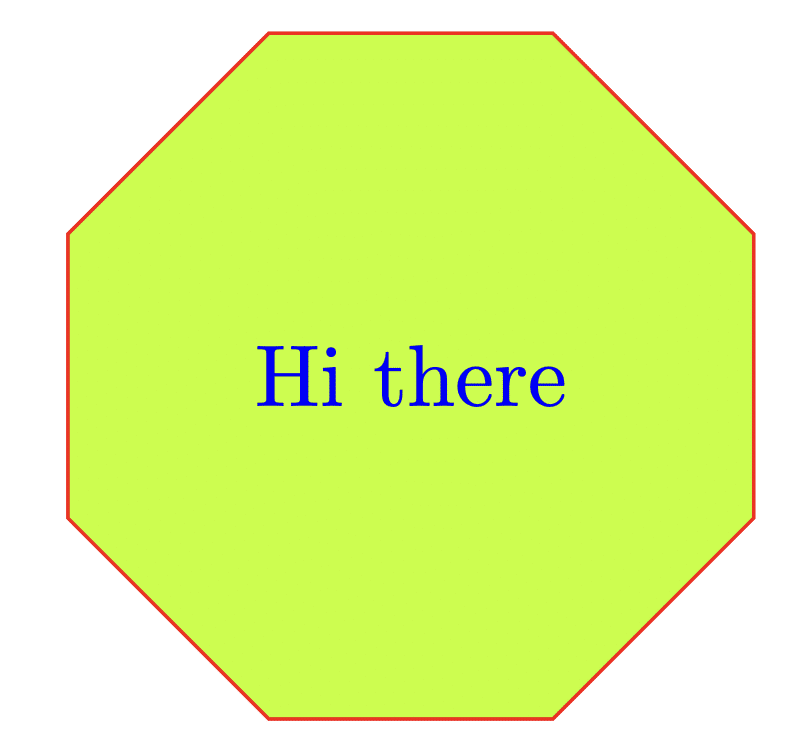 Fill octagon with color in LaTeX